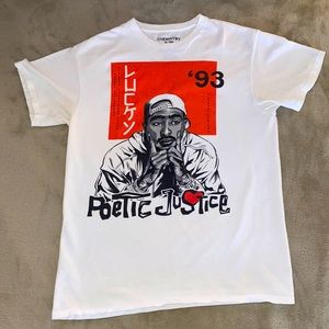 2Pac T shirt bought from fashion Nova size small color white and orange.